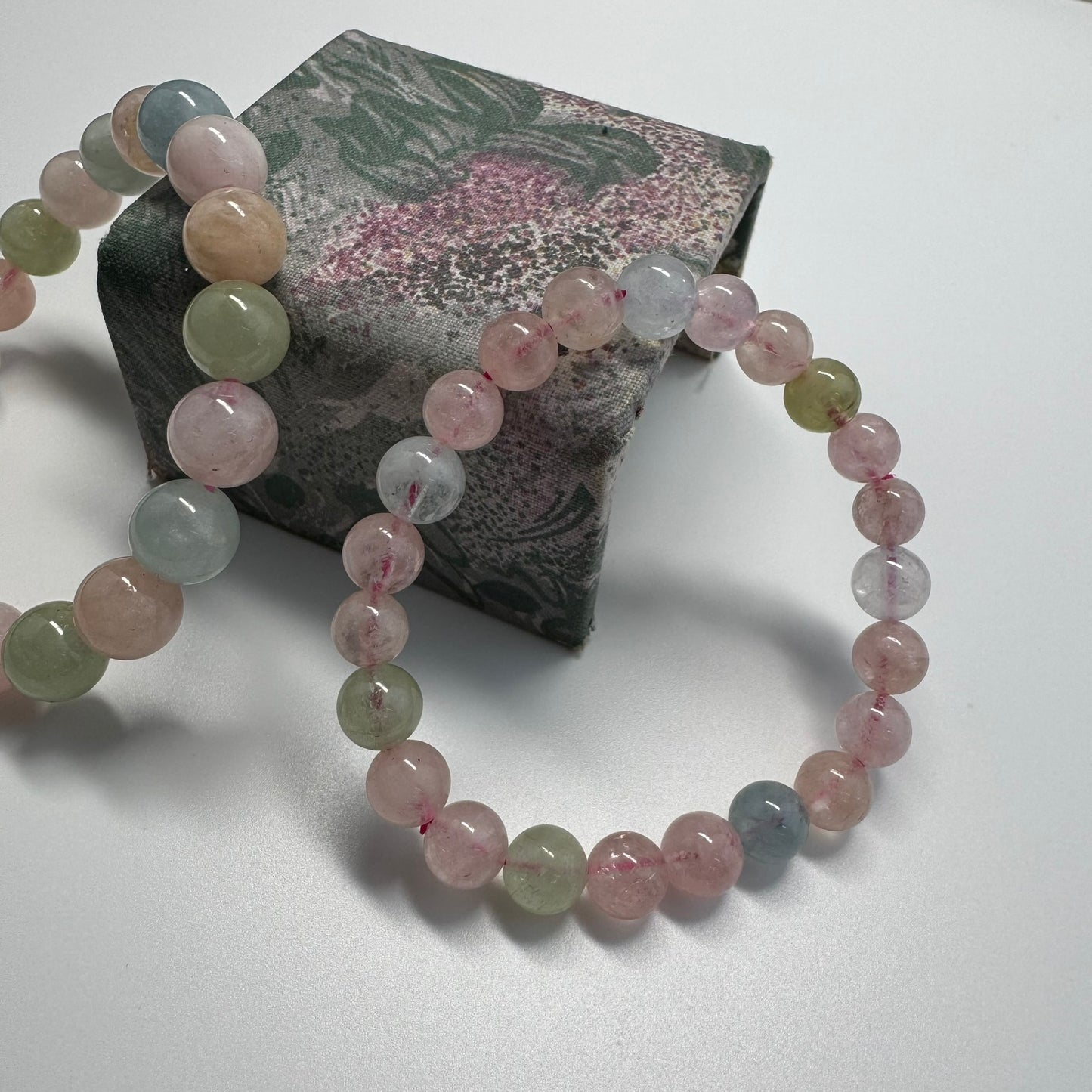 Morganite & Aquamarine Bracelet – Natural Pink & Blue Gemstone Jewelry (AAAA Quality)