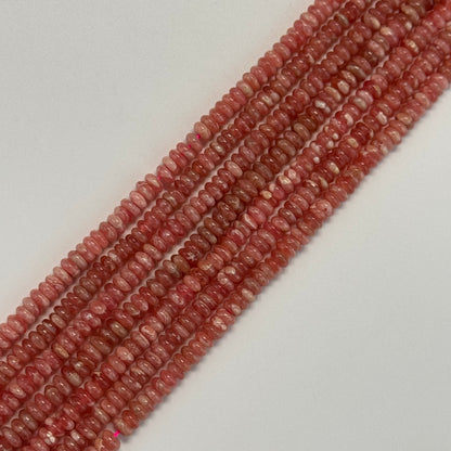 Rhodochrosite Polished Rondelle Gemstone Beads