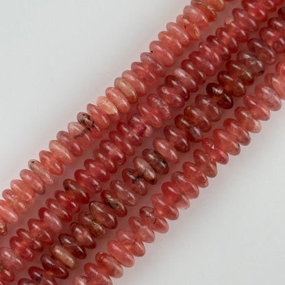 Rhodochrosite Polished Rondelle Gemstone Beads
