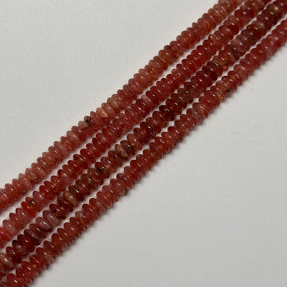 Rhodochrosite Polished Rondelle Gemstone Beads