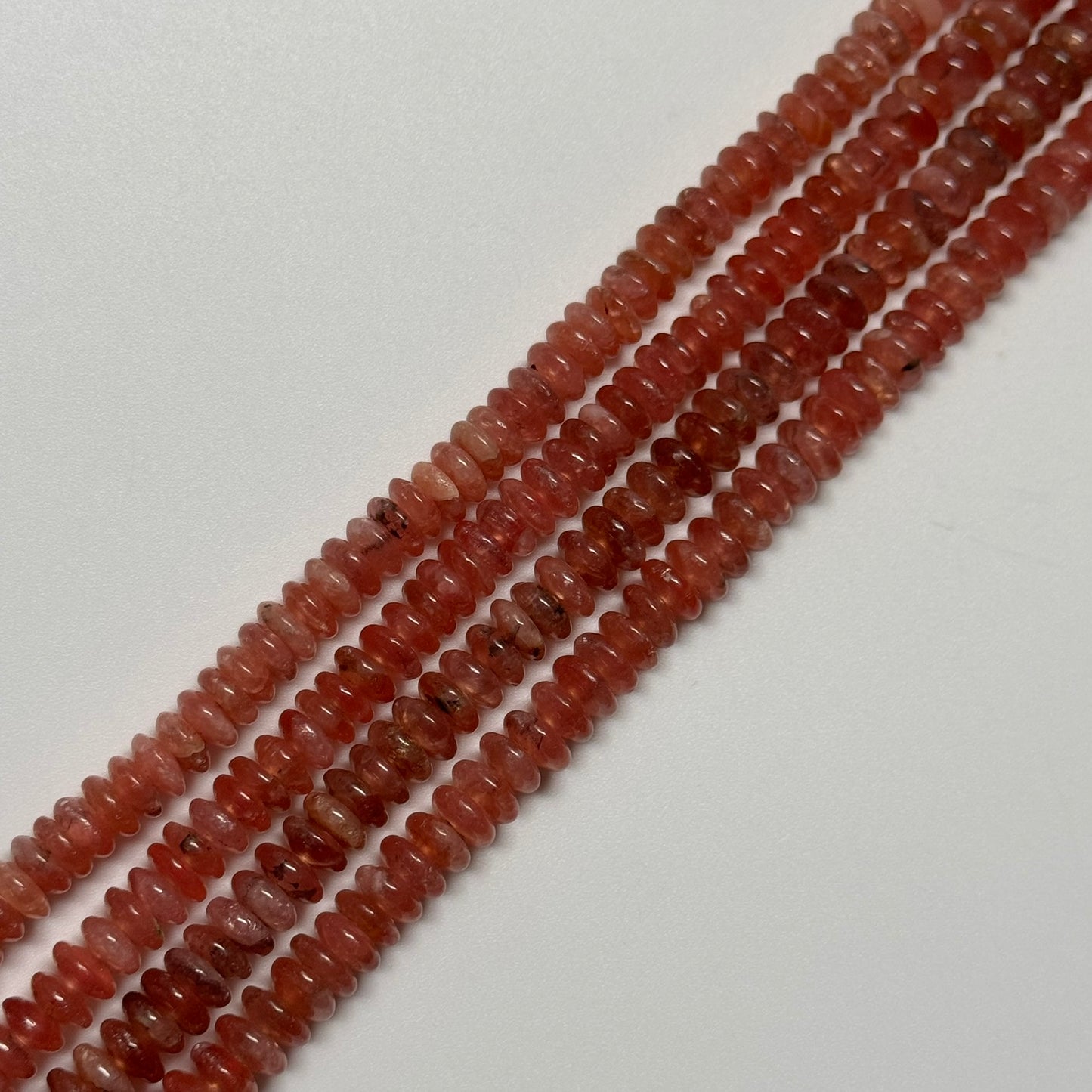 Rhodochrosite Polished Rondelle Gemstone Beads