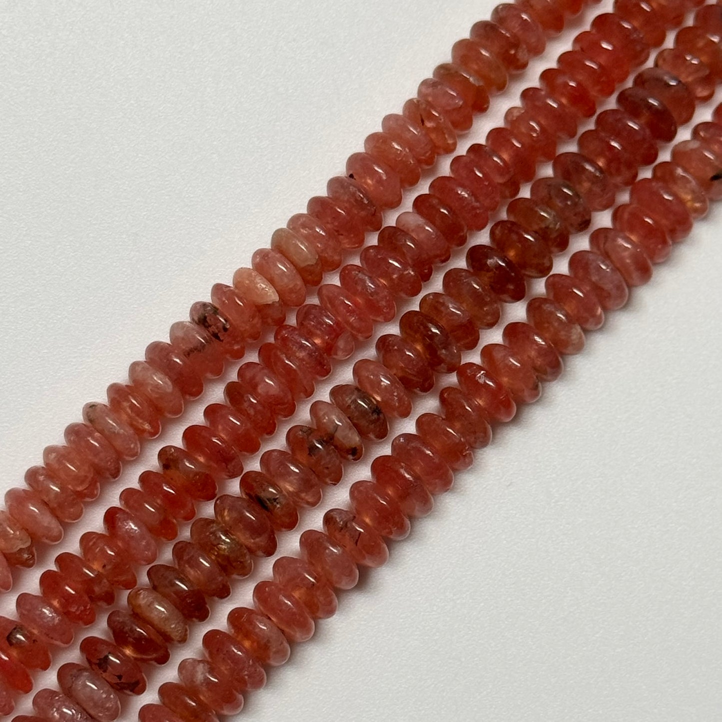 Rhodochrosite Polished Rondelle Gemstone Beads