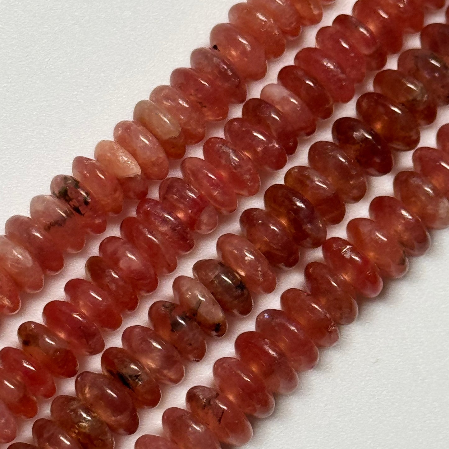 Rhodochrosite Polished Rondelle Gemstone Beads