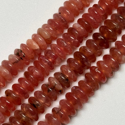 Rhodochrosite Polished Rondelle Gemstone Beads