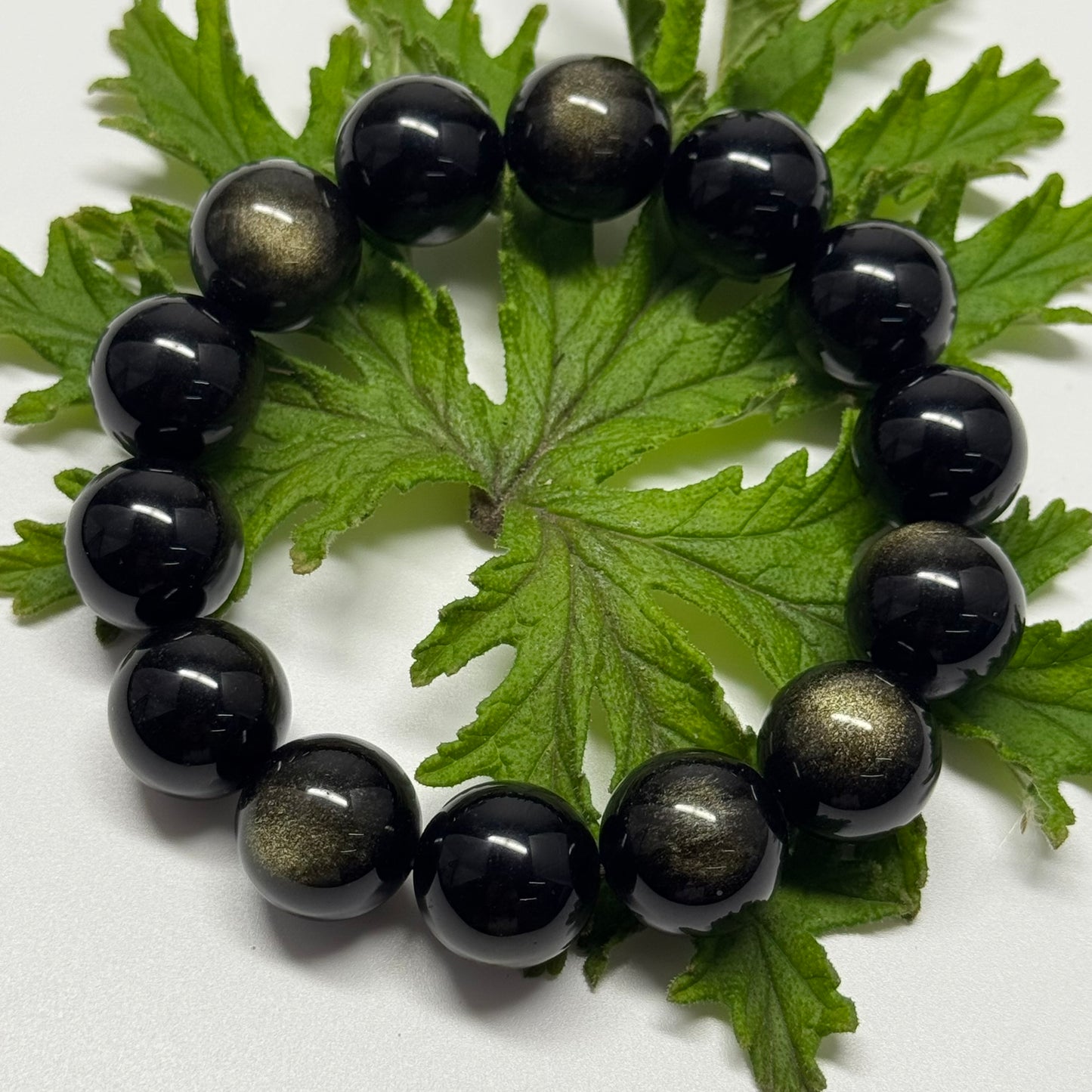 Gold Sheen Obsidian Bracelet – Natural Gemstone Beaded Jewelry - (AAAA Quality)