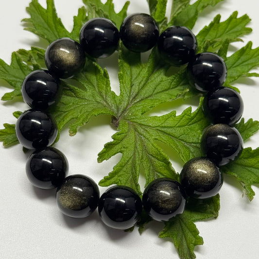 Gold Sheen Obsidian Bracelet – Natural Gemstone Beaded Jewelry - (AAAA Quality)