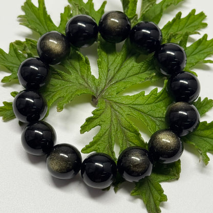 Gold Sheen Obsidian Bracelet – Natural Gemstone Beaded Jewelry - (AAAA Quality)