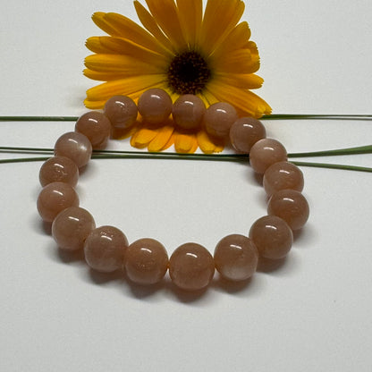 Peach Moonstone/Sunstone Bracelet – Glow of Serenity in Every Wear - (AAA Quality)