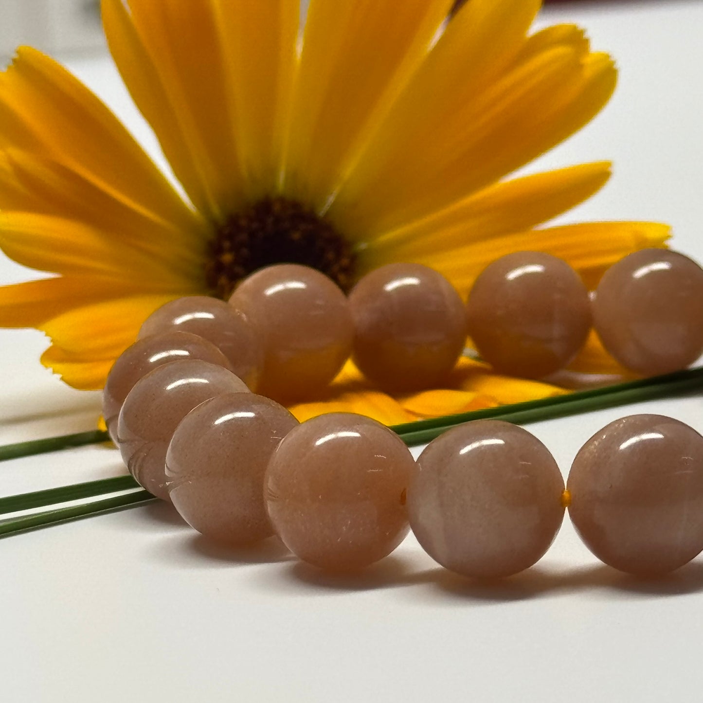 Peach Moonstone/Sunstone Bracelet – Glow of Serenity in Every Wear - (AAA Quality)
