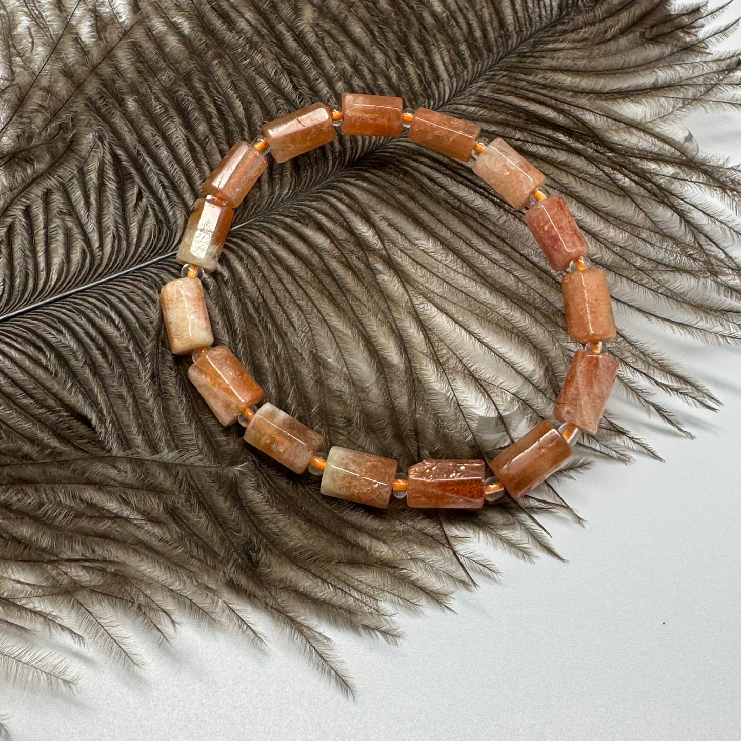 Sunstone Beaded Bracelet – Premium Quality Natural Stone Jewelry - (AA Quality)
