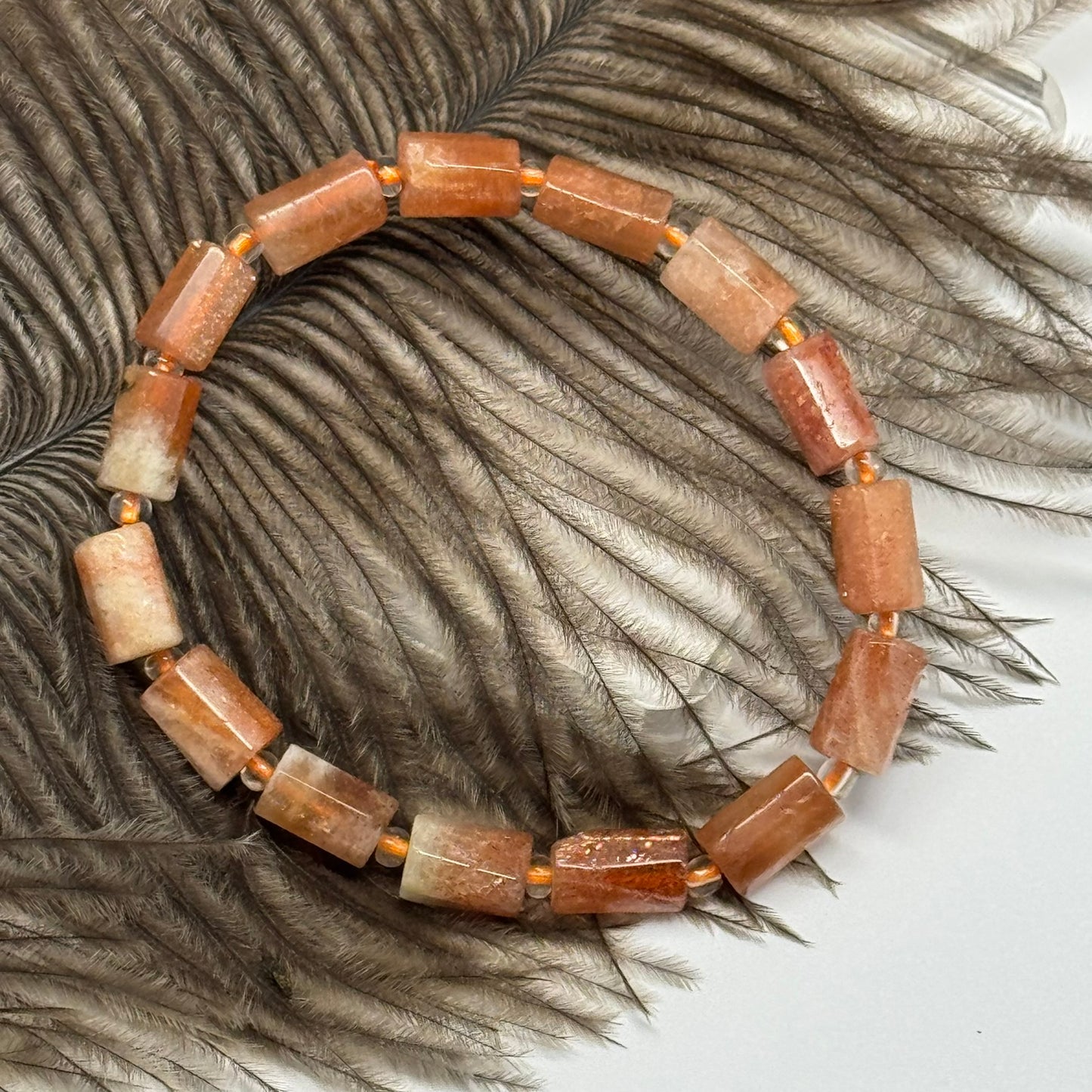 Sunstone Beaded Bracelet – Premium Quality Natural Stone Jewelry - (AA Quality)