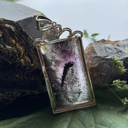 Rare Faceted Sacred Seven with a Single Diamond and CZ Pendant – 925 Sterling Silver – AAAAA  Quality