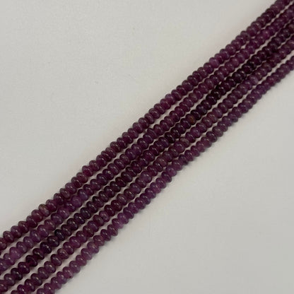Ruby Smooth Rondelle Stone Beads - (AAA Quality)
