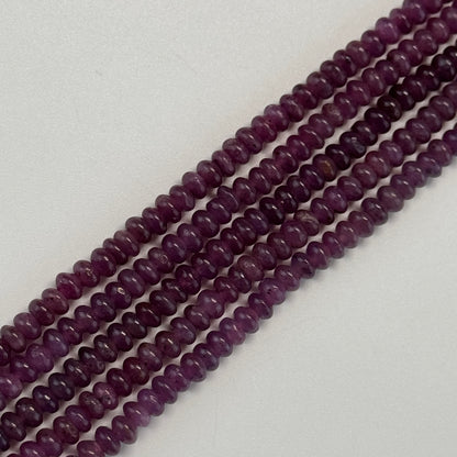 Ruby Smooth Rondelle Stone Beads - (AAA Quality)