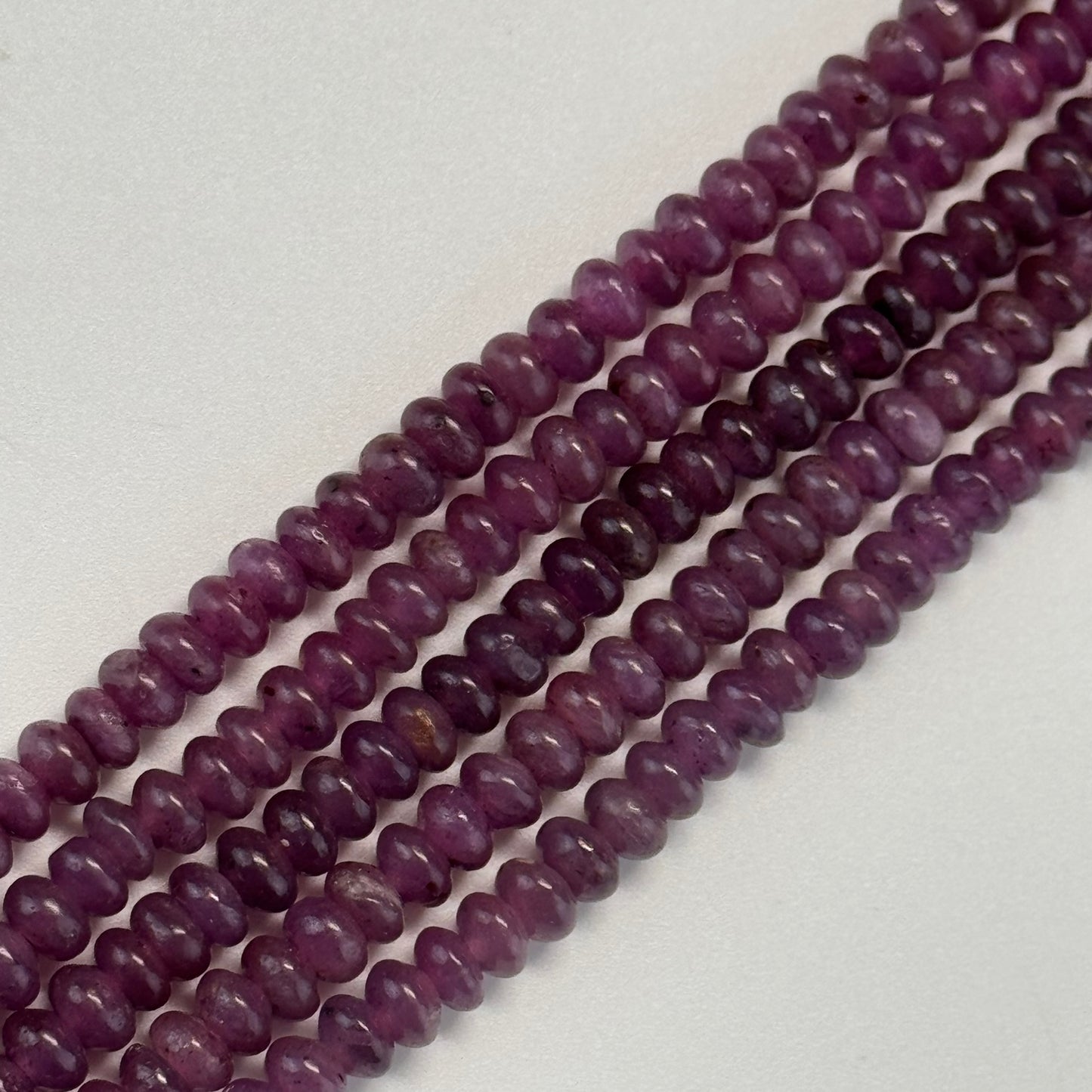 Ruby Smooth Rondelle Stone Beads - (AAA Quality)