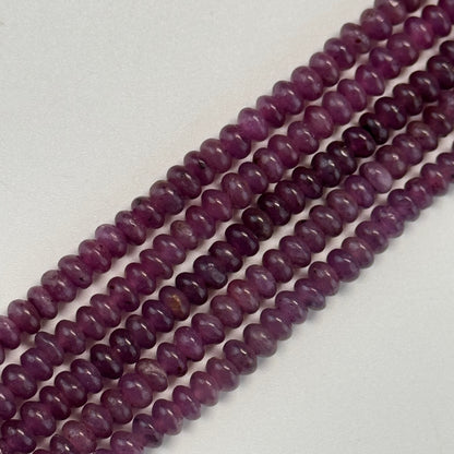 Ruby Smooth Rondelle Stone Beads - (AAA Quality)