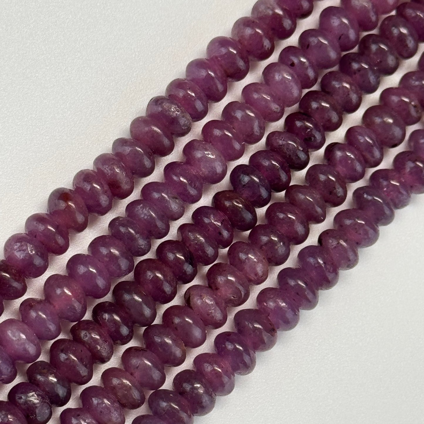 Ruby Smooth Rondelle Stone Beads - (AAA Quality)
