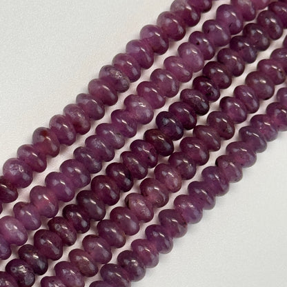 Ruby Smooth Rondelle Stone Beads - (AAA Quality)