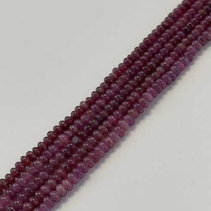 Ruby Smooth Rondelle Stone Beads - (AAA Quality)