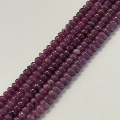 Ruby Smooth Rondelle Stone Beads - (AAA Quality)
