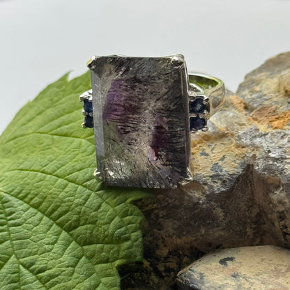 Sacred Seven with Sapphire Ring – 925 Sterling Silver – AAA Quality