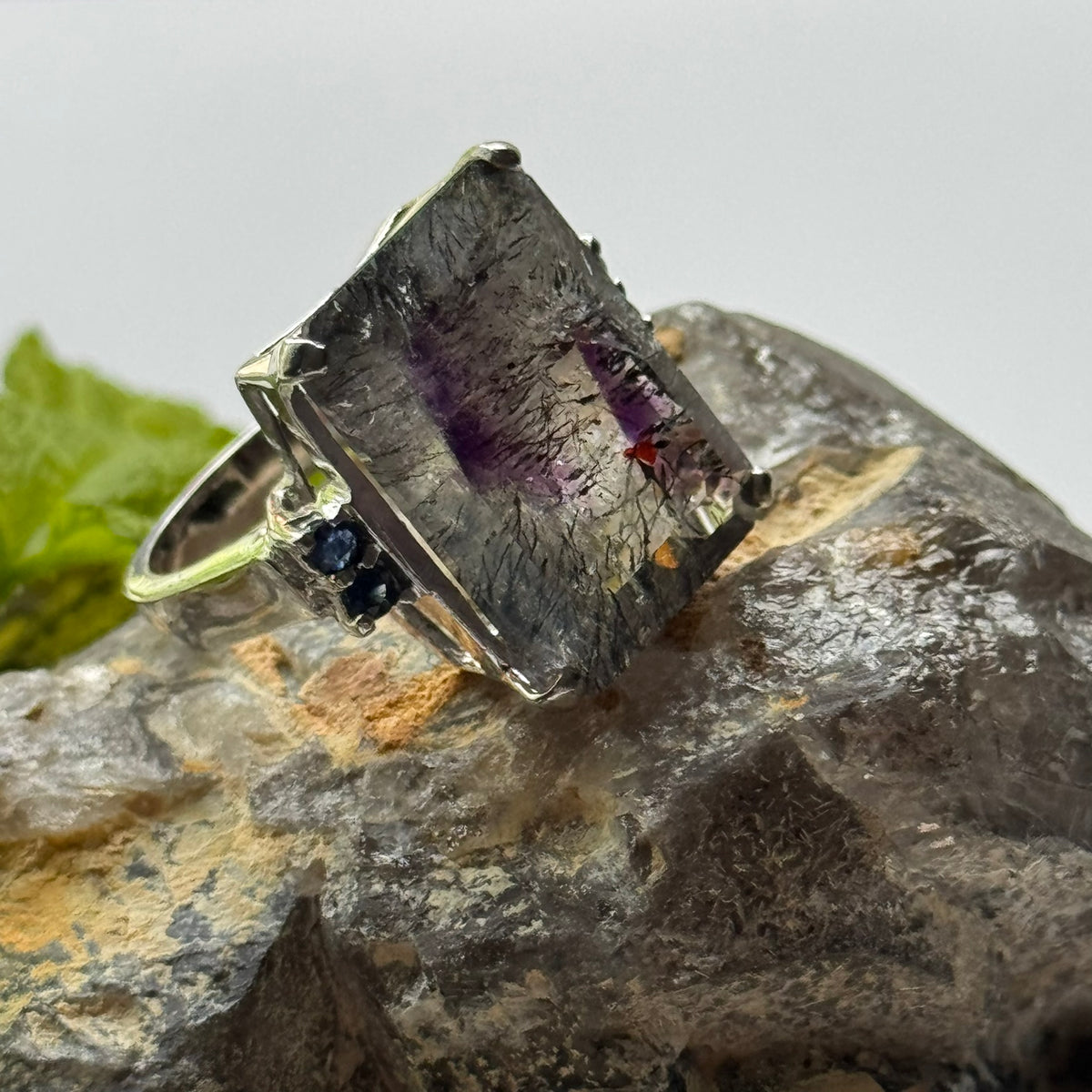 Sacred Seven with Sapphire Ring – 925 Sterling Silver – AAA Quality