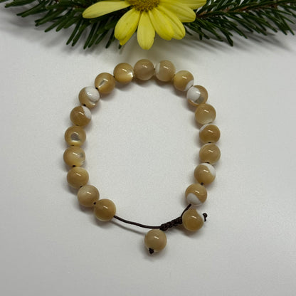 Adjustable Mother of Pearl Bracelet – Natural Iridescent Gemstone