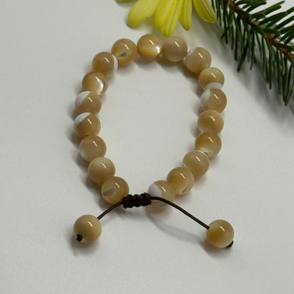 Adjustable Mother of Pearl Bracelet – Natural Iridescent Gemstone