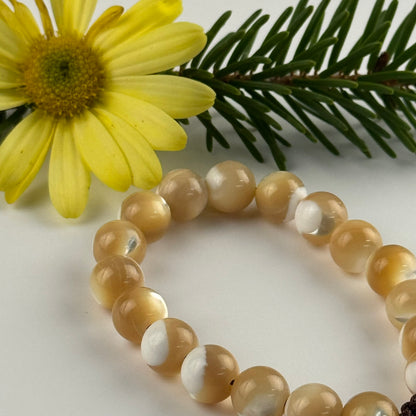 Adjustable Mother of Pearl Bracelet – Natural Iridescent Gemstone