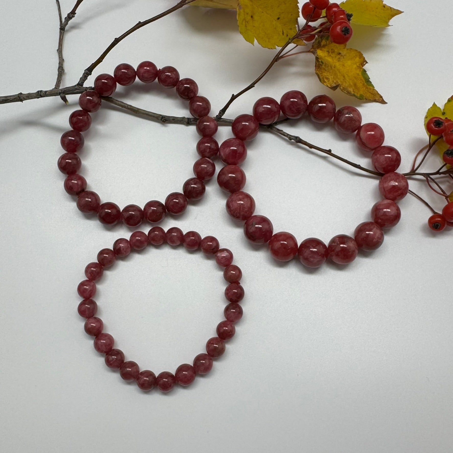 Rare Rhodonite Bracelet – Natural Pink Gemstone Jewelry