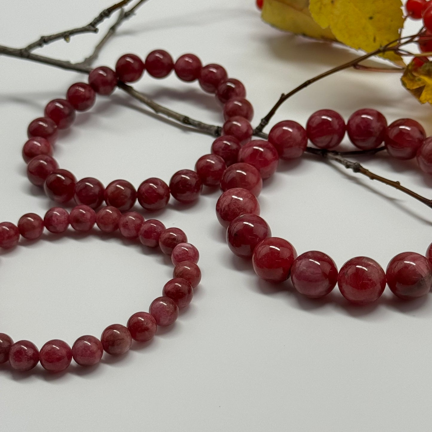 Rare Rhodonite Bracelet – Natural Pink Gemstone Jewelry
