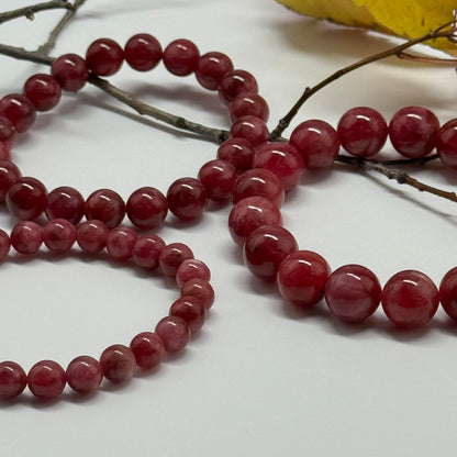 Rare Rhodonite Bracelet – Natural Pink Gemstone Jewelry