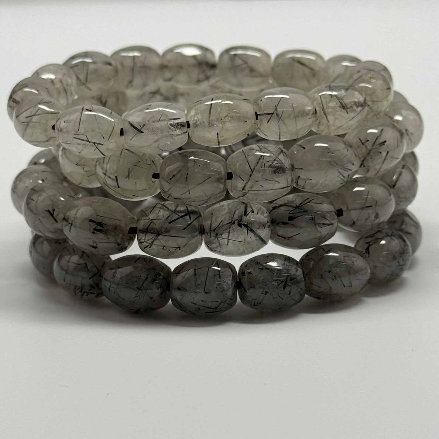 Tourmalinated Quartz Bracelet – Natural Golden Needle Gemstone