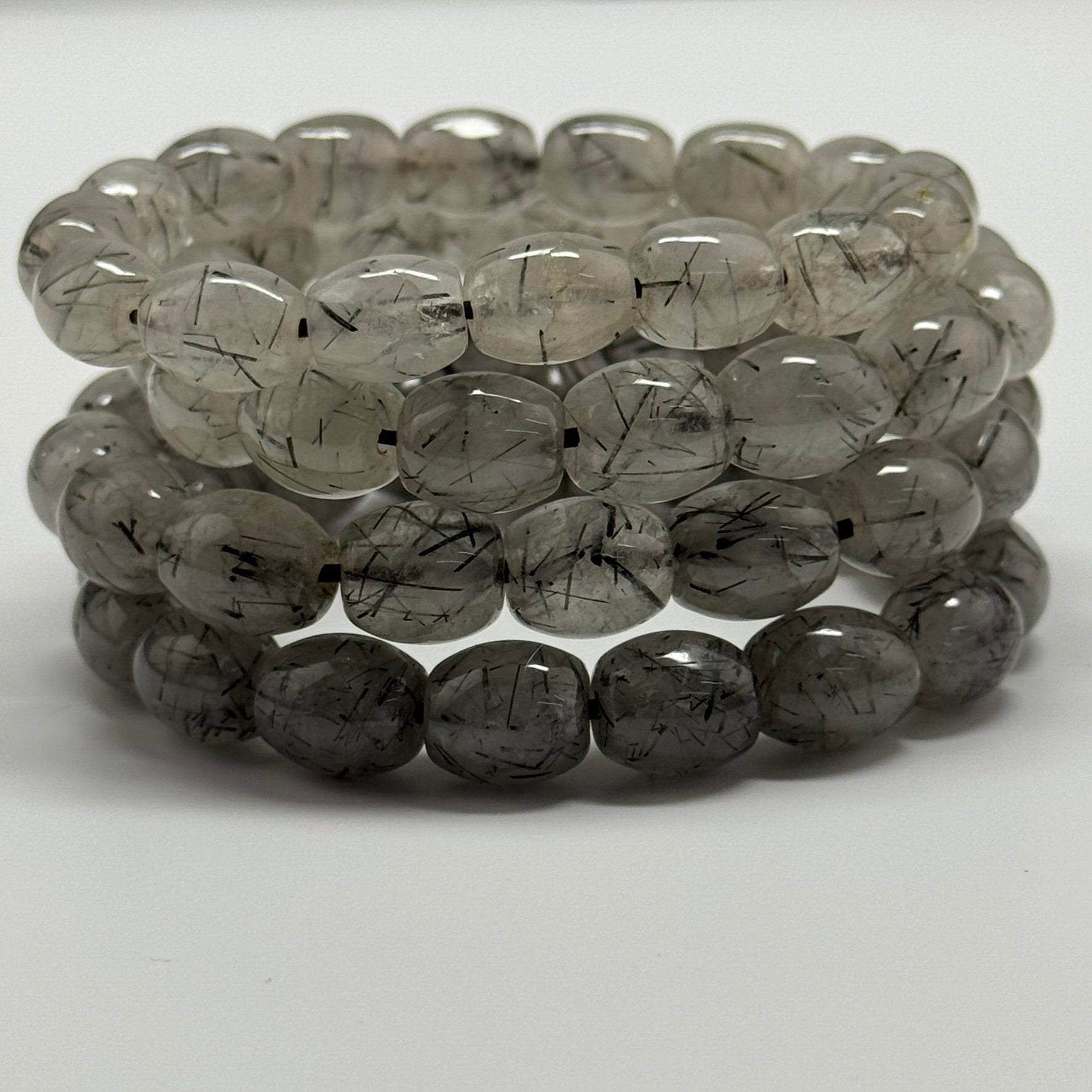 Tourmalinated Quartz Bracelet – Natural Golden Needle Gemstone