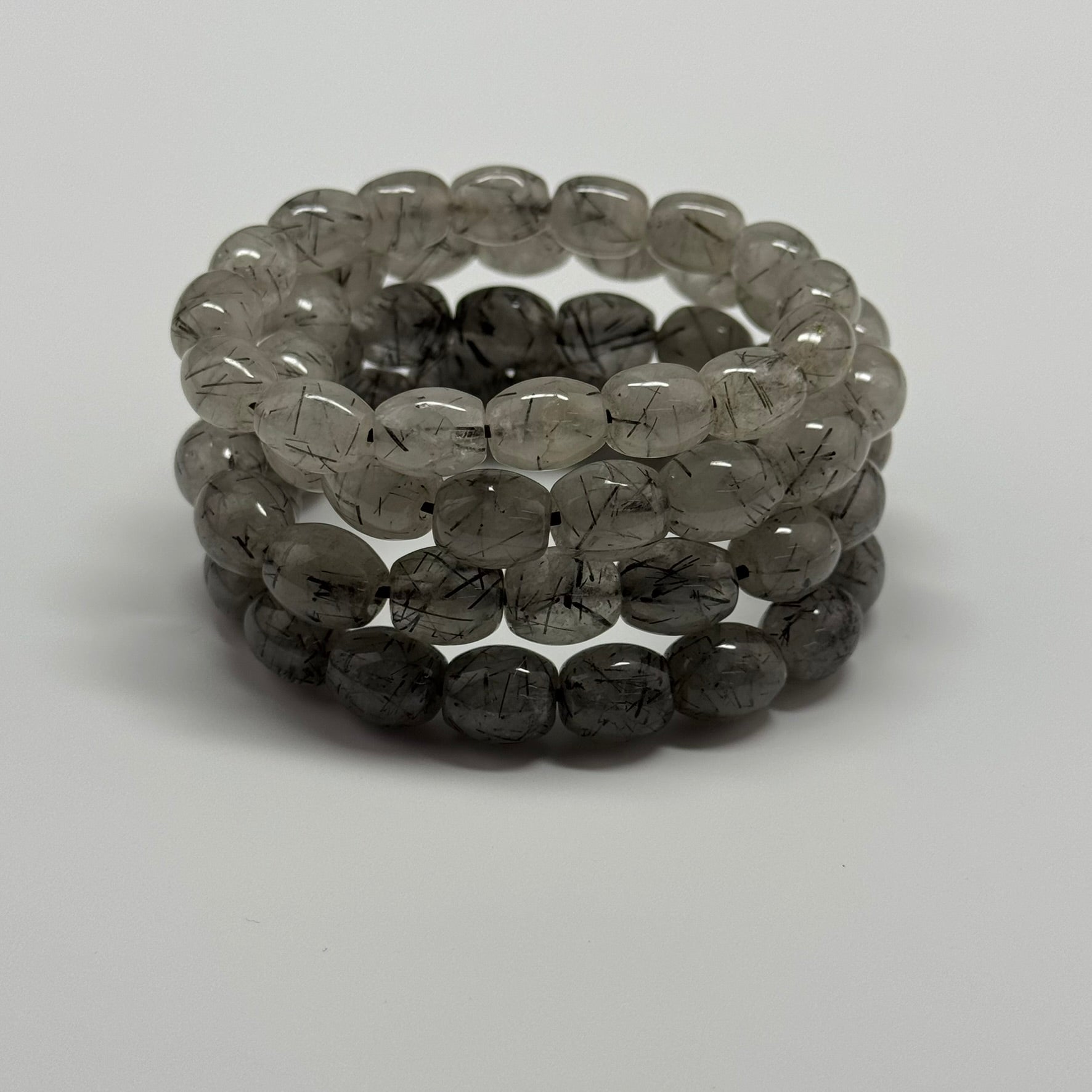 Tourmalinated Quartz Bracelet – Natural Golden Needle Gemstone