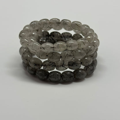 Tourmalinated Quartz Bracelet – Natural Golden Needle Gemstone