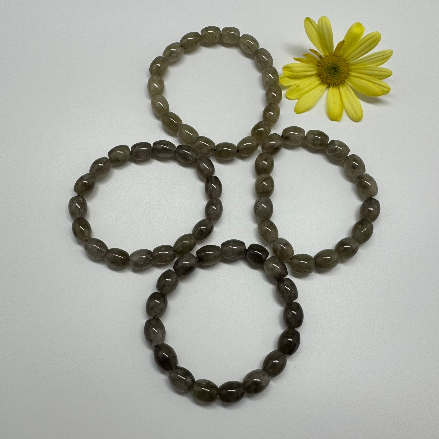 Tourmalinated Quartz Bracelet – Natural Golden Needle Gemstone