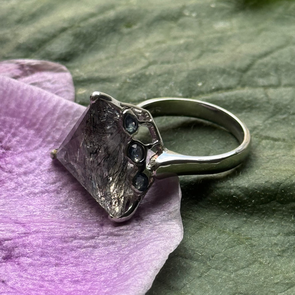 Sacred Seven with Sapphire Ring – 925 Sterling Silver – AAA Quality