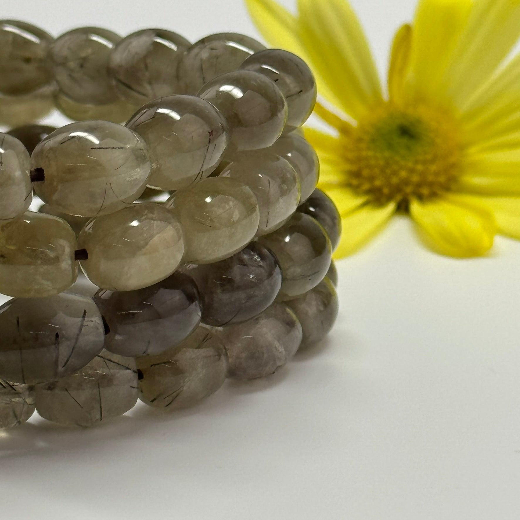 Tourmalinated Quartz Bracelet – Natural Golden Needle Gemstone