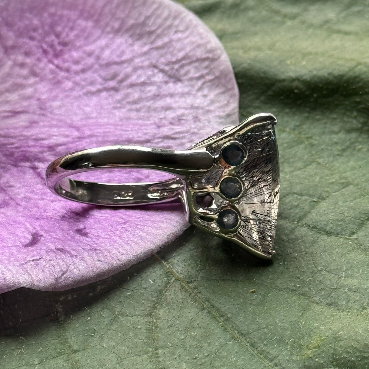 Sacred Seven with Sapphire Ring – 925 Sterling Silver – AAA Quality