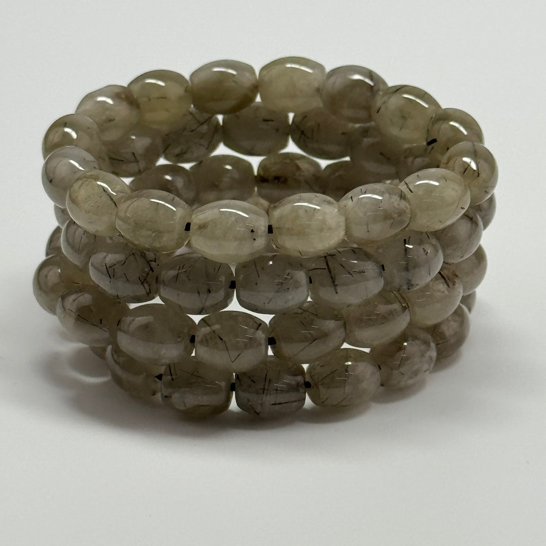 Tourmalinated Quartz Bracelet – Natural Golden Needle Gemstone