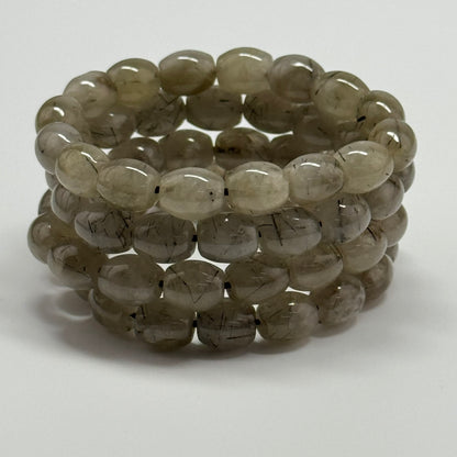 Tourmalinated Quartz Bracelet – Natural Golden Needle Gemstone
