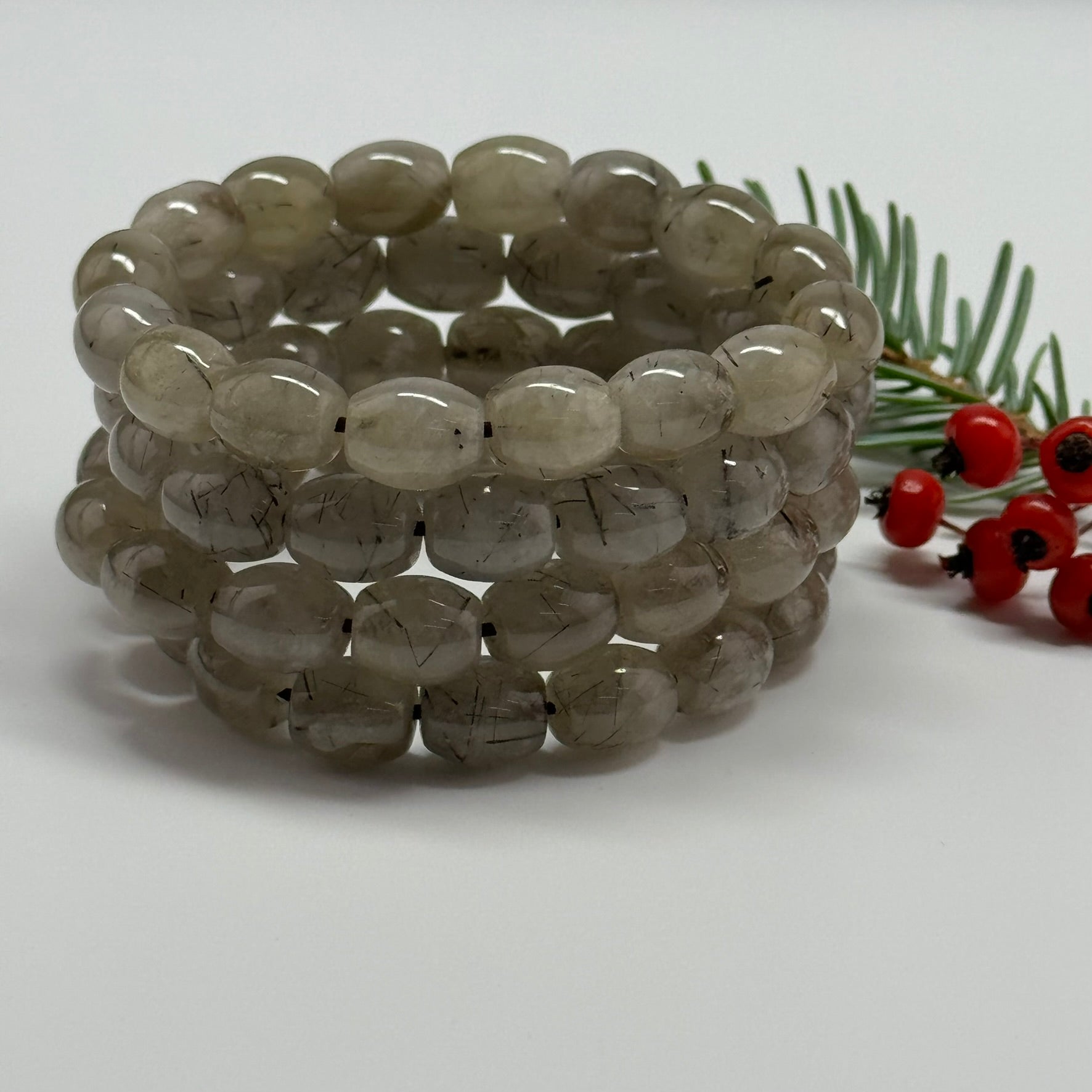 Tourmalinated Quartz Bracelet – Natural Golden Needle Gemstone