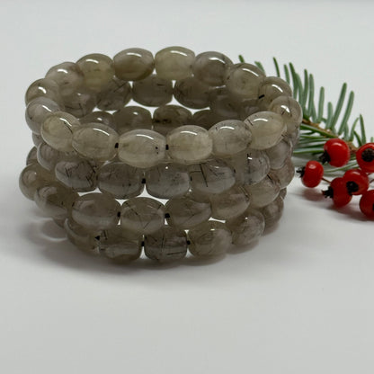 Tourmalinated Quartz Bracelet – Natural Golden Needle Gemstone