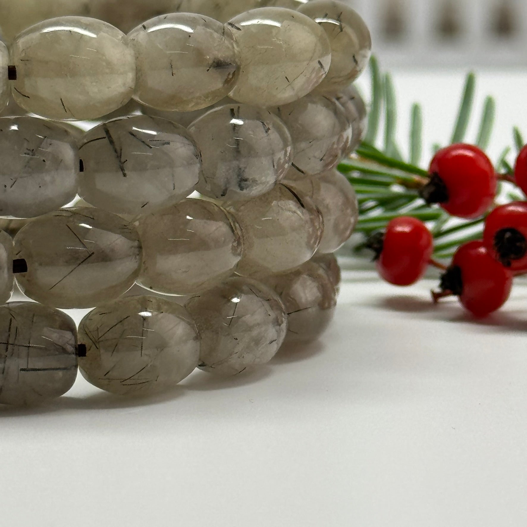 Tourmalinated Quartz Bracelet – Natural Golden Needle Gemstone