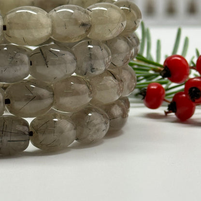 Tourmalinated Quartz Bracelet – Natural Golden Needle Gemstone