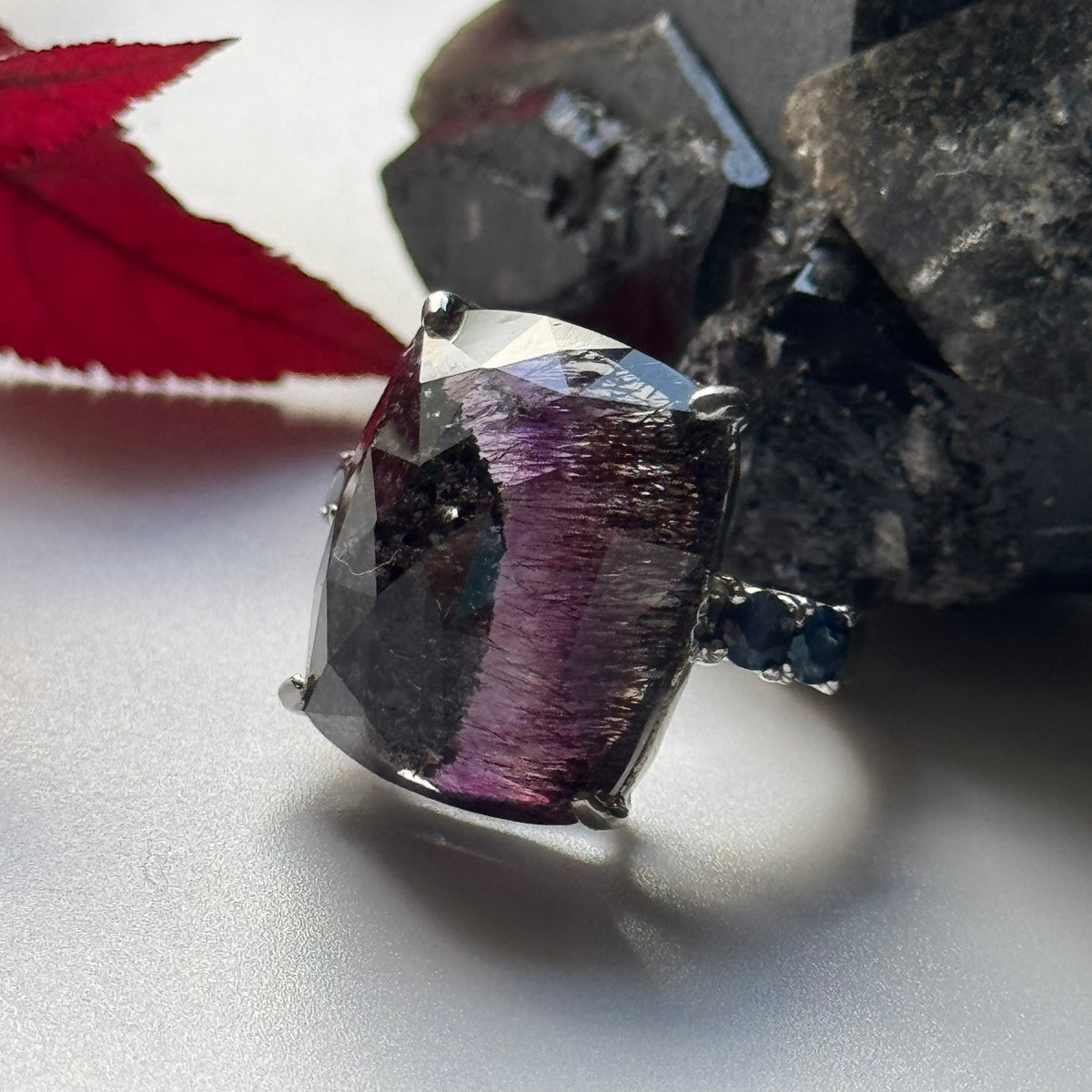 Sacred Seven with Sapphire Ring – 925 Sterling Silver – AAAAA Quality