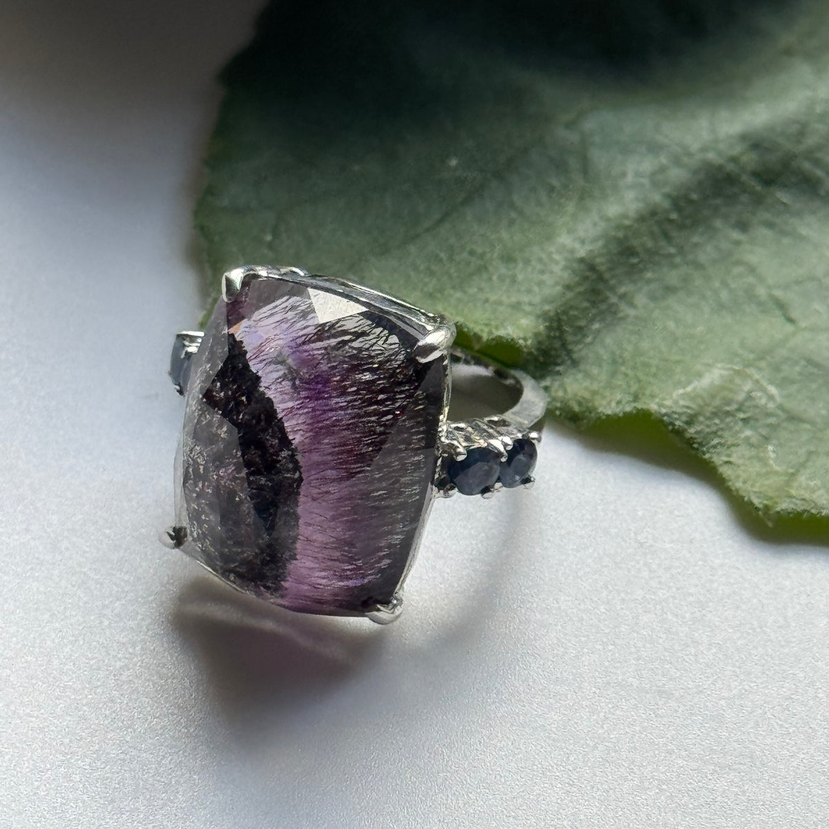 Sacred Seven with Sapphire Ring – 925 Sterling Silver – AAAAA Quality