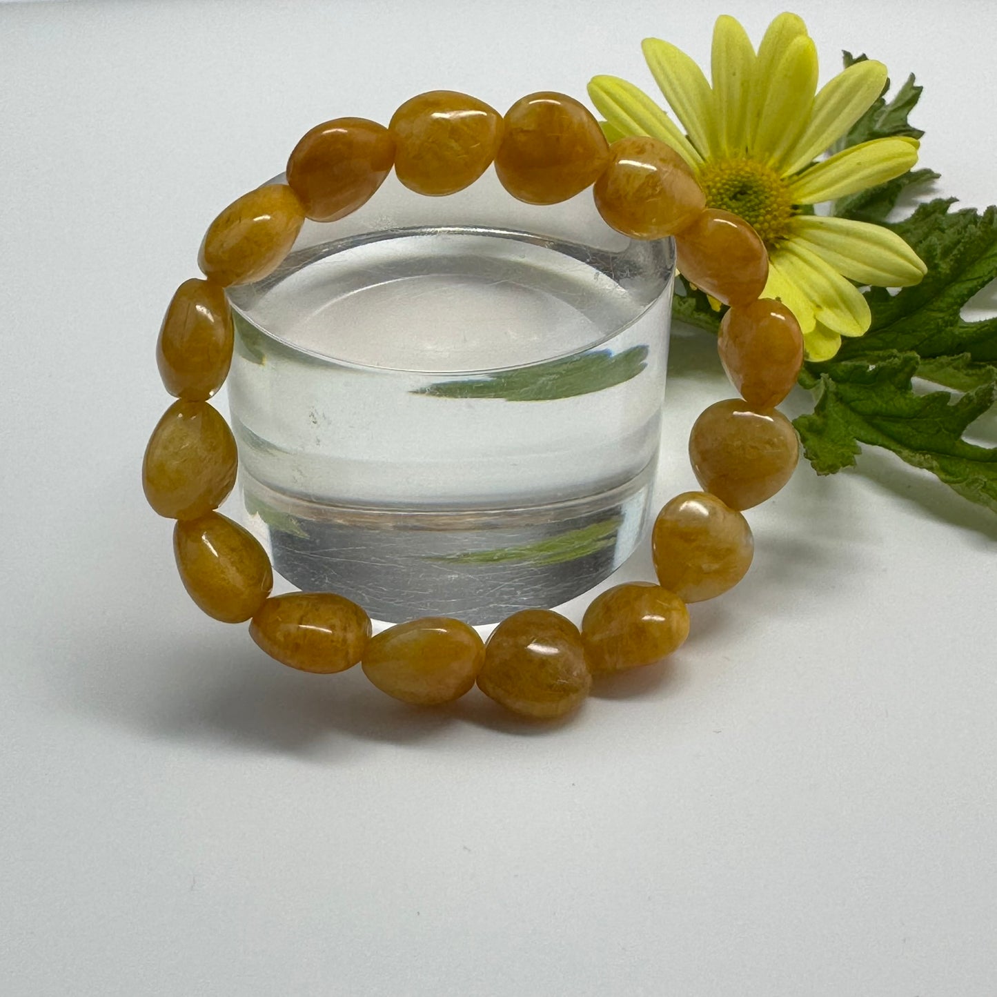 Yellow Quartz Bracelet – Heart-Shaped Natural Gemstone