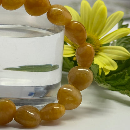 Yellow Quartz Bracelet – Heart-Shaped Natural Gemstone